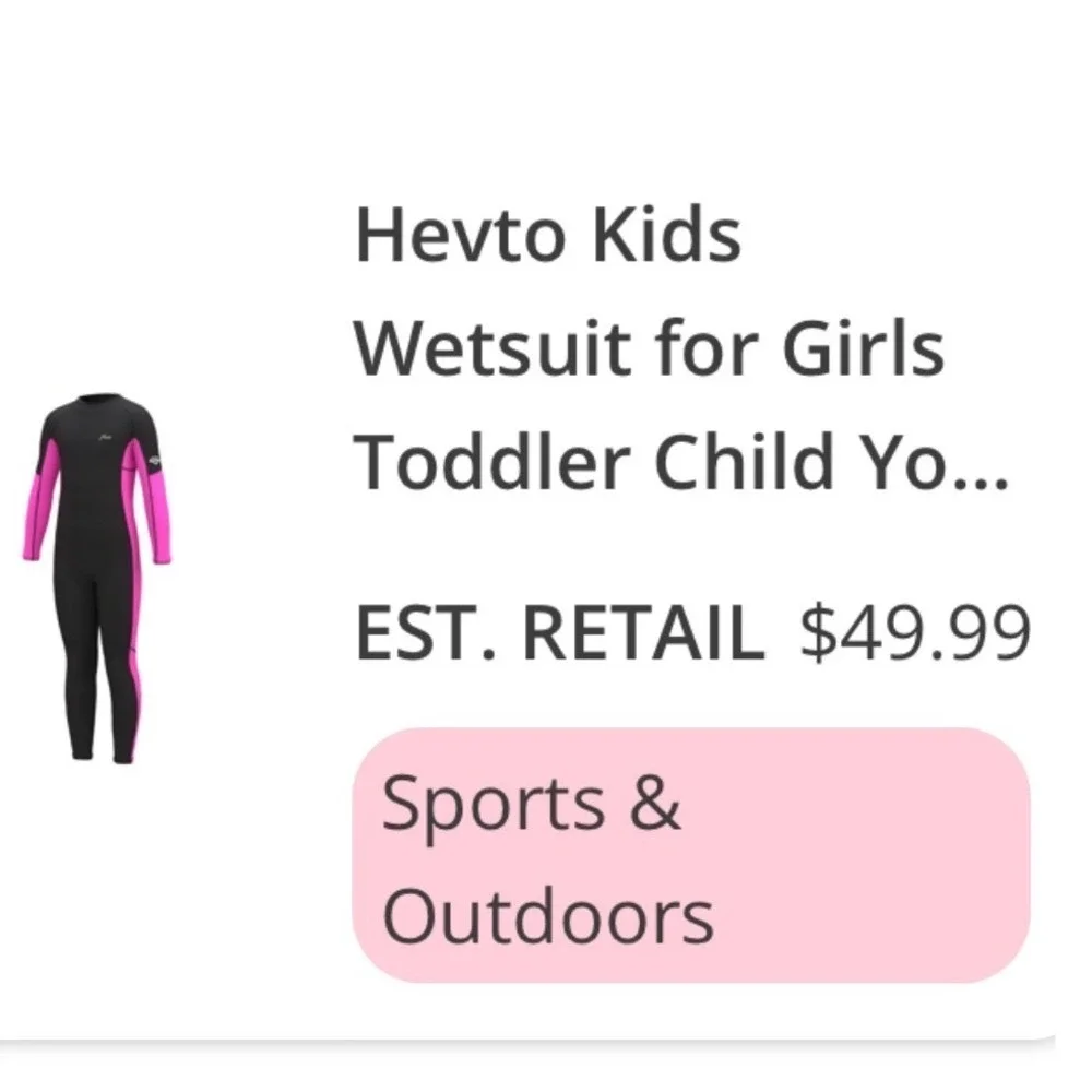 Hevto Wetsuit Girls Size 10 Slim Black Pink NEW Full Body Neoprene Thermal Suit